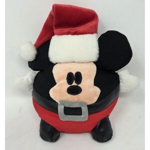 Disney Parks Christmas Santa Mickey‎ Mouse Round Microbead Plush Ball 6"